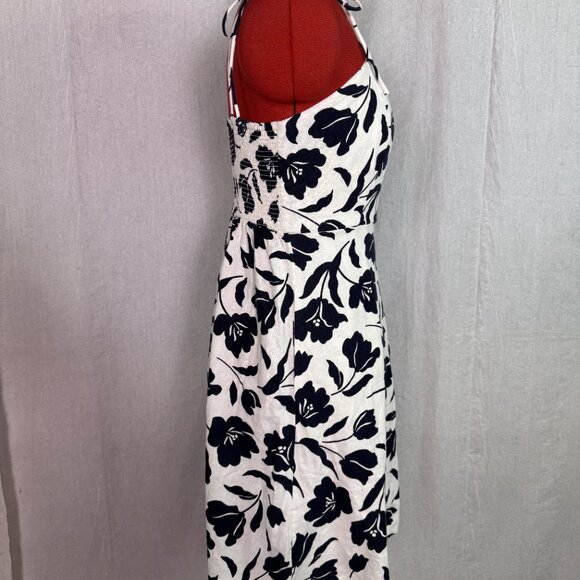 Old Navy Womens Linen Blend Cami Dress white Navy Floral Smocked Back XS E434 - Picture 6 of 15